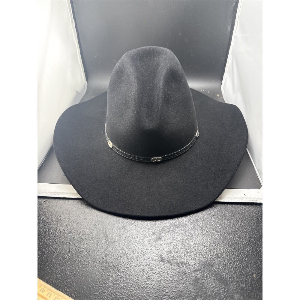 Serratelli XXXXX Beaver Black Western Cowboy Hat Made USA Felt Concho Band 7 5/8